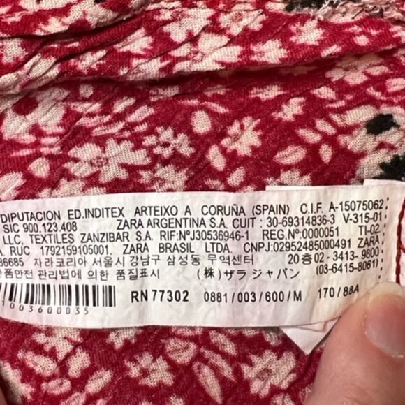 SALE!! 2 for $15 Zara Asymmetric Hem Floral Lightweight Gauzy Dress Red Sz M - Picture 3 of 12